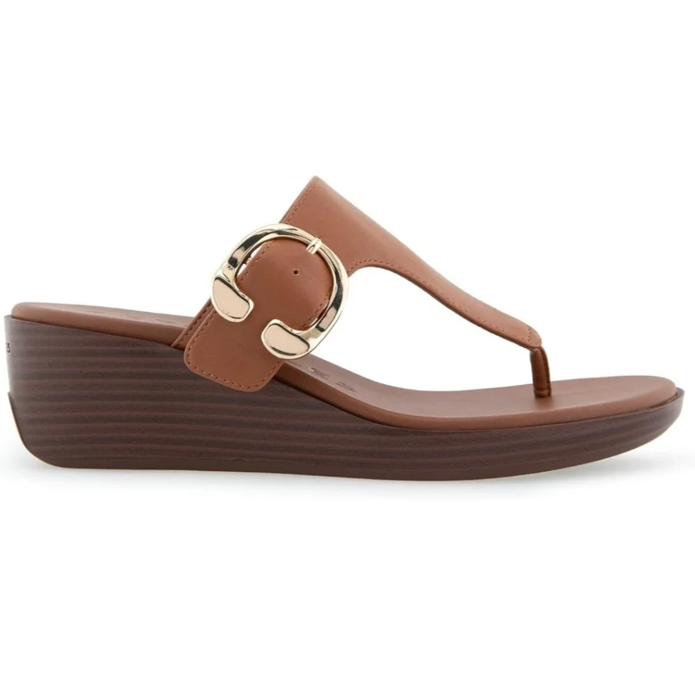 SOLD!! Aerosoles Izola Thong Sandles Tan Wedge Heel Size 8.5 NWOT - Picture 11 of 13